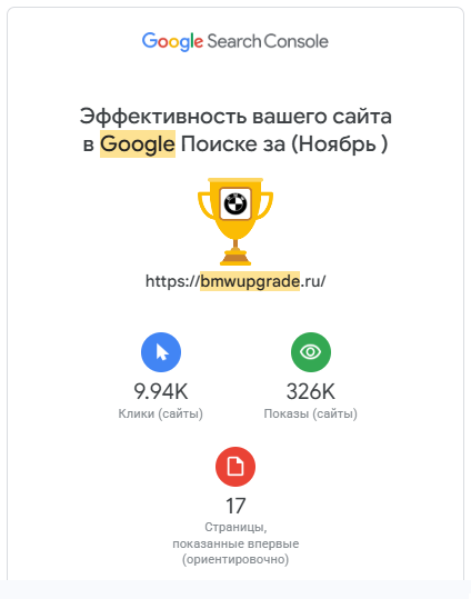 бесплатный поисковый трафик из Гугл, ноябрь 2023